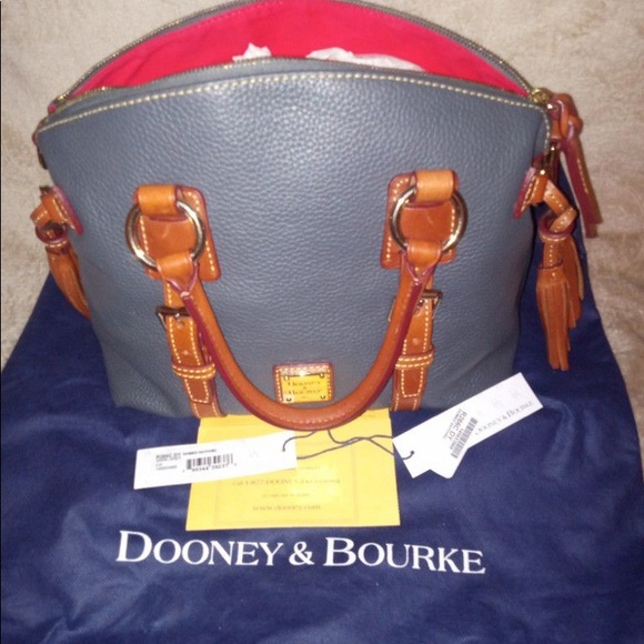 DOONEY & BOURKE GRAY FLORENTINE LEATHER SATCHEL DOMED HANDBAG & MONOGRAM WALLET - Picture 2 of 10